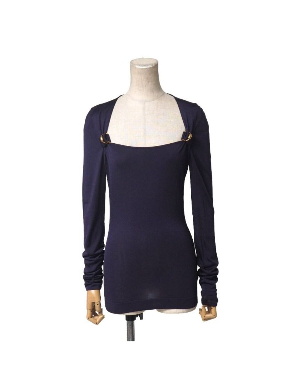 Gucci Knit XS Gathered Belt Long Sleeve Rayon Sweater